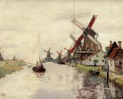 克劳德 莫奈 : Windmills in Holland